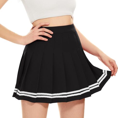 Women Pleated Skirt A-Line Short Mini Basic Skirt School Uniform Cheerleader Skirts Skater Skirt in Saudi Arabia
