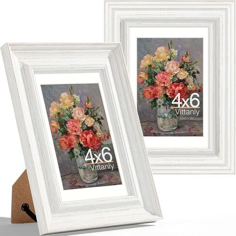 Vittanly 8x10 Picture Frames Set of 2, Display 5x7 Pictures with Mat or 8x10 without Mat, Rustic Collage Photo Frames for Wall or Tabletop, Gold in Saudi Arabia