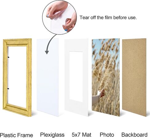 Vittanly 8x10 Picture Frames Set of 2, Display 5x7 Pictures with Mat or 8x10 without Mat, Rustic Collage Photo Frames for Wall or Tabletop, Gold in Saudi Arabia