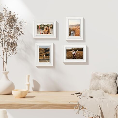 Vittanly 8x10 Picture Frames Set of 2, Display 5x7 Pictures with Mat or 8x10 without Mat, Rustic Collage Photo Frames for Wall or Tabletop, Gold in Saudi Arabia