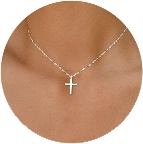 Moodear Cross Necklace for Women - Dainty 925 Sterling Silver/Gold Plated Layered Cross Pendant Simple Small Necklaces for Women Trendy Jewelry Gifts in Saudi Arabia