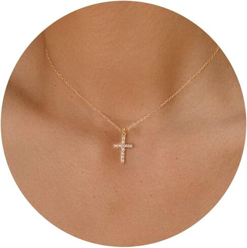 Moodear Cross Necklace for Women - Dainty 925 Sterling Silver/Gold Plated Layered Cross Pendant Simple Small Necklaces for Women Trendy Jewelry Gifts in Saudi Arabia