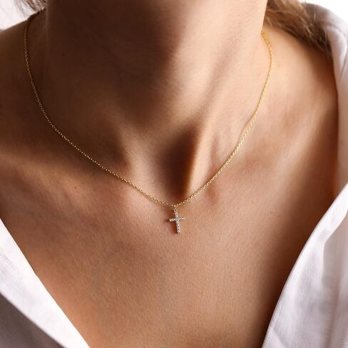Moodear Cross Necklace for Women - Dainty 925 Sterling Silver/Gold Plated Layered Cross Pendant Simple Small Necklaces for Women Trendy Jewelry Gifts in Saudi Arabia