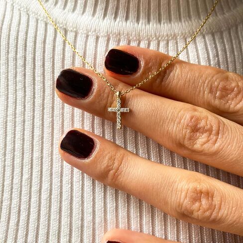 Moodear Cross Necklace for Women - Dainty 925 Sterling Silver/Gold Plated Layered Cross Pendant Simple Small Necklaces for Women Trendy Jewelry Gifts in Saudi Arabia