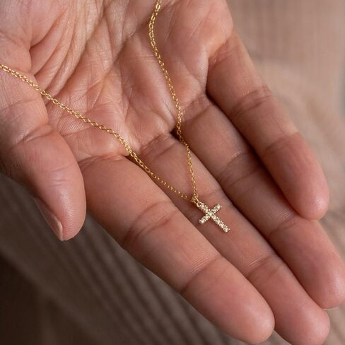 Moodear Cross Necklace for Women - Dainty 925 Sterling Silver/Gold Plated Layered Cross Pendant Simple Small Necklaces for Women Trendy Jewelry Gifts in Saudi Arabia