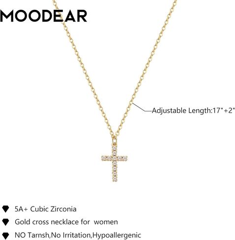 Moodear Cross Necklace for Women - Dainty 925 Sterling Silver/Gold Plated Layered Cross Pendant Simple Small Necklaces for Women Trendy Jewelry Gifts in Saudi Arabia