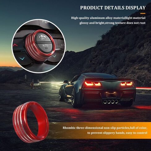 3PCS Air Conditioner Switch Button Knob Cover, Aluminum Alloy Trim Cover, Air Conditioner Knob Ring, Trailer Gear Switch Knob Cover Compatible with Dodge Challenger Durango 2015-2022 (Red) in Saudi Arabia