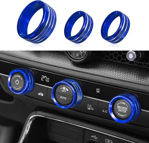 3PCS Air Conditioner Switch Button Knob Cover, Aluminum Alloy Trim Cover, Air Conditioner Knob Ring, Trailer Gear Switch Knob Cover Compatible with Dodge Challenger Durango 2015-2022 (Red) in Saudi Arabia