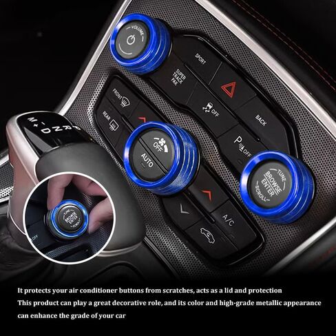 3PCS Air Conditioner Switch Button Knob Cover, Aluminum Alloy Trim Cover, Air Conditioner Knob Ring, Trailer Gear Switch Knob Cover Compatible with Dodge Challenger Durango 2015-2022 (Red) in Saudi Arabia