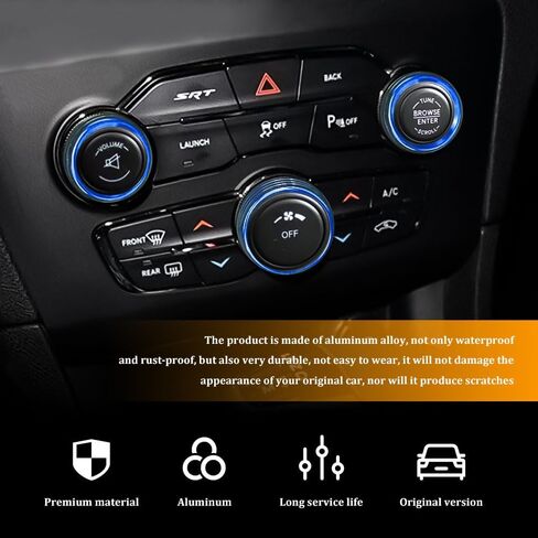 3PCS Air Conditioner Switch Button Knob Cover, Aluminum Alloy Trim Cover, Air Conditioner Knob Ring, Trailer Gear Switch Knob Cover Compatible with Dodge Challenger Durango 2015-2022 (Red) in Saudi Arabia