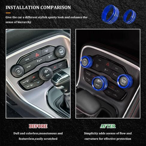3PCS Air Conditioner Switch Button Knob Cover, Aluminum Alloy Trim Cover, Air Conditioner Knob Ring, Trailer Gear Switch Knob Cover Compatible with Dodge Challenger Durango 2015-2022 (Red) in Saudi Arabia