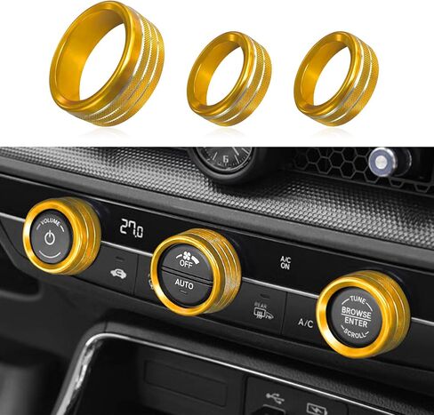 3PCS Air Conditioner Switch Button Knob Cover, Aluminum Alloy Trim Cover, Air Conditioner Knob Ring, Trailer Gear Switch Knob Cover Compatible with Dodge Challenger Durango 2015-2022 (Red) in Saudi Arabia