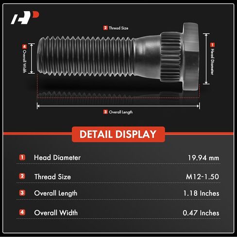 A-Premium M12-1.50 Wheel Studs Compatible with Dodge Stratus 2001-2006 Neon 2002-2005 SX 2.0 2003-2005 Chrysler Sebring PT Cruiser Neon 5-PC Set in Kuwait