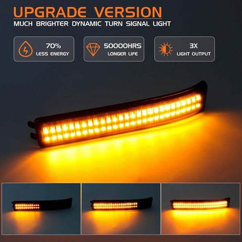 Sequential Switchback Side Mirror Turn Signal Lights for 2009-2014 Ford F150 and Raptor SVT, Smoked Lens LED Mirror Marker Reflector Amber Lights and White DRL in Kuwait