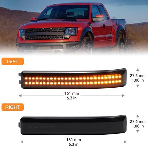 Sequential Switchback Side Mirror Turn Signal Lights for 2009-2014 Ford F150 and Raptor SVT, Smoked Lens LED Mirror Marker Reflector Amber Lights and White DRL in Kuwait