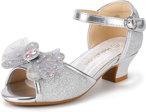 Hehainom Toddler Dress Shoes Little Girls Heels Flower Girl Sandals Open Toe Big Kid Wedding Party Shoes in Kuwait