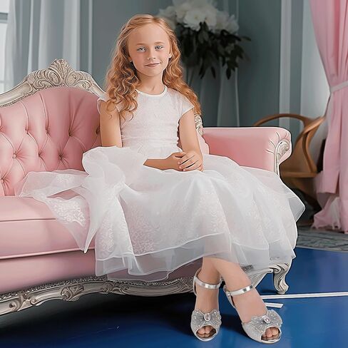 Hehainom Toddler Dress Shoes Little Girls Heels Flower Girl Sandals Open Toe Big Kid Wedding Party Shoes in Kuwait