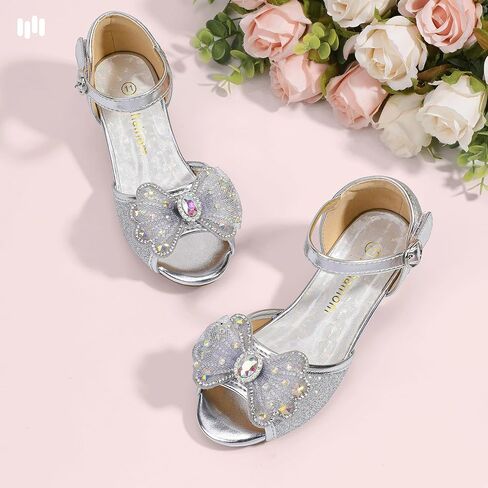 Hehainom Toddler Dress Shoes Little Girls Heels Flower Girl Sandals Open Toe Big Kid Wedding Party Shoes in Kuwait