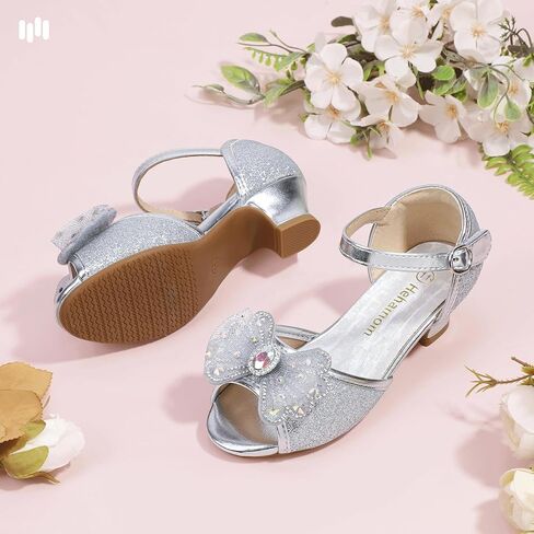 Hehainom Toddler Dress Shoes Little Girls Heels Flower Girl Sandals Open Toe Big Kid Wedding Party Shoes in Kuwait