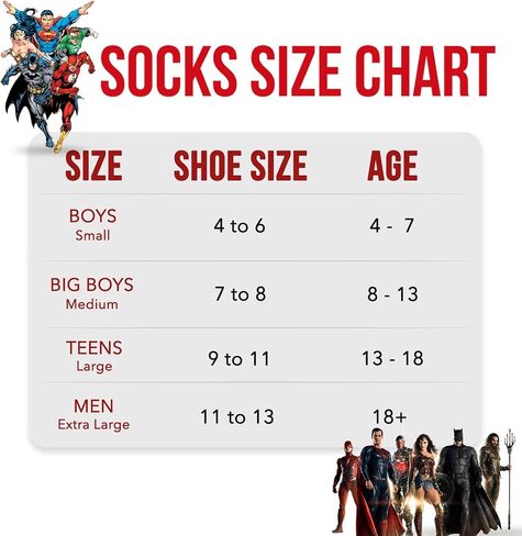 DC Comics Socks for Boys & Men Socks, Superhero 6 Pack Boys Socks, Athletic Socks for Boys Batman, Superman, Flash in Saudi Arabia