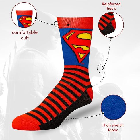 DC Comics Socks for Boys & Men Socks, Superhero 6 Pack Boys Socks, Athletic Socks for Boys Batman, Superman, Flash in Saudi Arabia