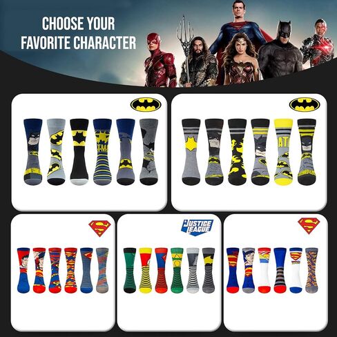 DC Comics Socks for Boys & Men Socks, Superhero 6 Pack Boys Socks, Athletic Socks for Boys Batman, Superman, Flash in Saudi Arabia