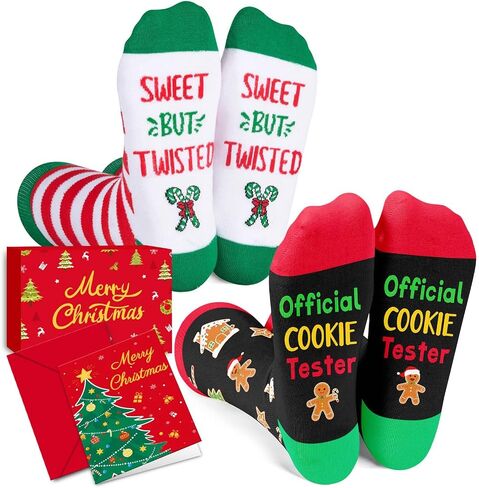 HAPPYPOP Christmas Gifts Stocking for Kids - Gingerbread Candy Socks, Xmas Gifts With Greeting Card in Saudi Arabia