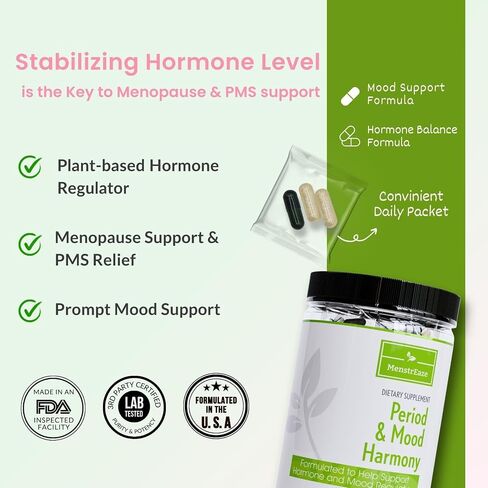 Mood Support & Hormone Balance for Women, Plant-Based Menopause Support & PMS Relief with Magnesium, Black Cohosh, St Johns Wort, Vitex, Ashwagandha &B6 Vitamins, 30 Serves in Saudi Arabia