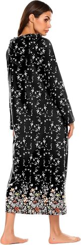 Ekouaer Sleepwear Women Long Sleeve Hooded Nightgown Contrast Color Full Length Loungewear with Pocket S-4XL in Saudi Arabia