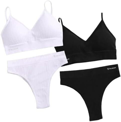 Talmont Bra and Panty Sets For Women, Sexy Seamless Lingerie Underwear for Everyday and Sports, Removable Pads, Ribbed Fabric in Saudi Arabia
