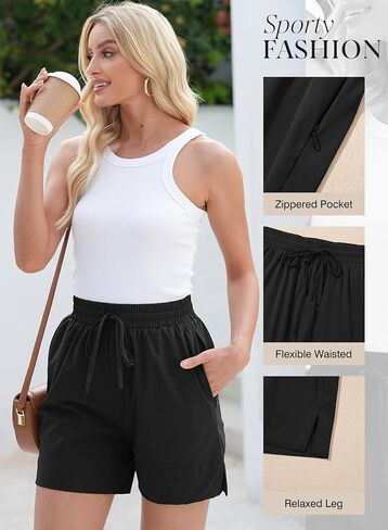 Dokotoo Athletic Shorts for Women Gym Workout Running Shorts Quick Dry with Zipper Pockets Stretchy High Waisted Fitness in Saudi Arabia