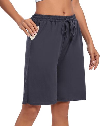 ASIMOON Womens Bermuda Shorts Lounge Athletic Shorts Loose Running Shorts Casual Long Yoga Shorts with Pockets in Kuwait