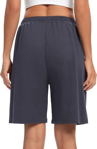 ASIMOON Womens Bermuda Shorts Lounge Athletic Shorts Loose Running Shorts Casual Long Yoga Shorts with Pockets in Kuwait