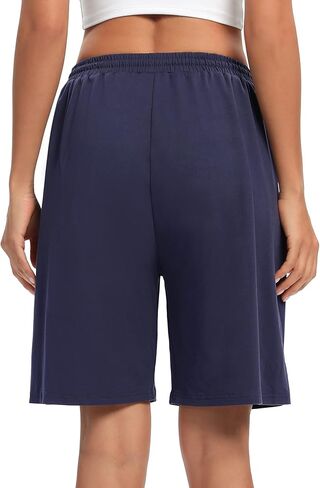 ASIMOON Womens Bermuda Shorts Lounge Athletic Shorts Loose Running Shorts Casual Long Yoga Shorts with Pockets in Kuwait