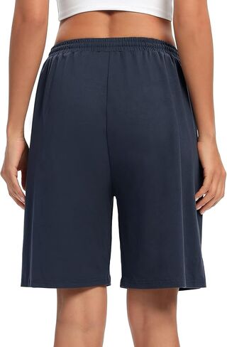 ASIMOON Womens Bermuda Shorts Lounge Athletic Shorts Loose Running Shorts Casual Long Yoga Shorts with Pockets in Kuwait