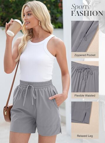 Dokotoo Athletic Shorts for Women Gym Workout Running Shorts Quick Dry with Zipper Pockets Stretchy High Waisted Fitness in Saudi Arabia
