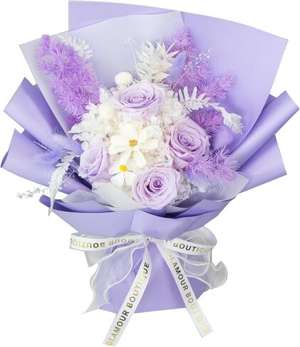 Preserved Flowers Bouquet - Flowers Forever in a Box with Hydrangeas & More, Gift Ready for Anniversary, Birthday, Valentine's Day, Mother's Day, Long-Lasting 1-3 Years - Purple in Saudi Arabia