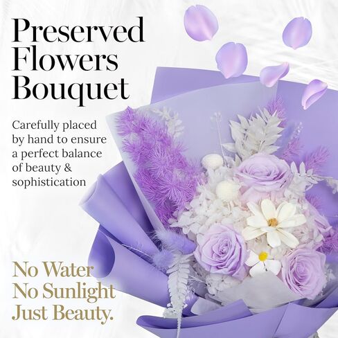 Preserved Flowers Bouquet - Flowers Forever in a Box with Hydrangeas & More, Gift Ready for Anniversary, Birthday, Valentine's Day, Mother's Day, Long-Lasting 1-3 Years - Purple in Saudi Arabia