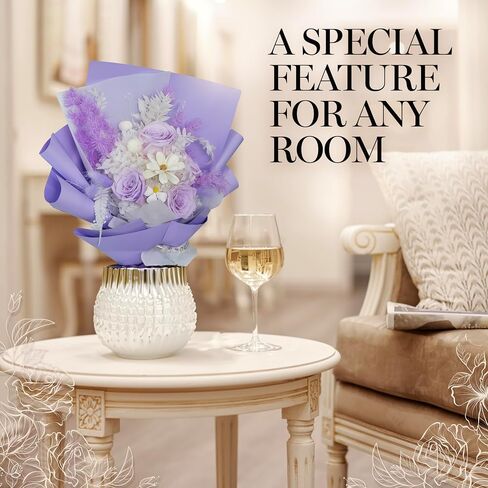 Preserved Flowers Bouquet - Flowers Forever in a Box with Hydrangeas & More, Gift Ready for Anniversary, Birthday, Valentine's Day, Mother's Day, Long-Lasting 1-3 Years - Purple in Saudi Arabia