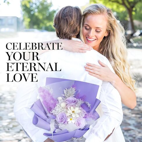 Preserved Flowers Bouquet - Flowers Forever in a Box with Hydrangeas & More, Gift Ready for Anniversary, Birthday, Valentine's Day, Mother's Day, Long-Lasting 1-3 Years - Purple in Saudi Arabia