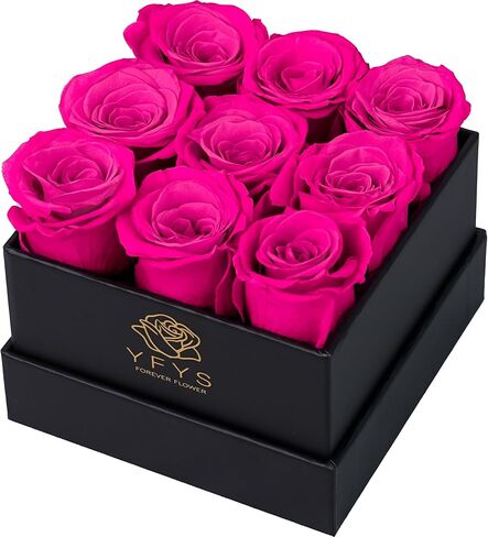 YFYS Forever Rose Flowers for Delivery Prime - 9pcs Preserved Fresh Roses, Genuine Roses That Last for Years, for Birthday Gifts for Women, Valentines Day, and Mother's Day (Red) in Saudi Arabia