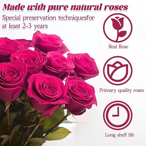 YFYS Forever Rose Flowers for Delivery Prime - 9pcs Preserved Fresh Roses, Genuine Roses That Last for Years, for Birthday Gifts for Women, Valentines Day, and Mother's Day (Red) in Saudi Arabia