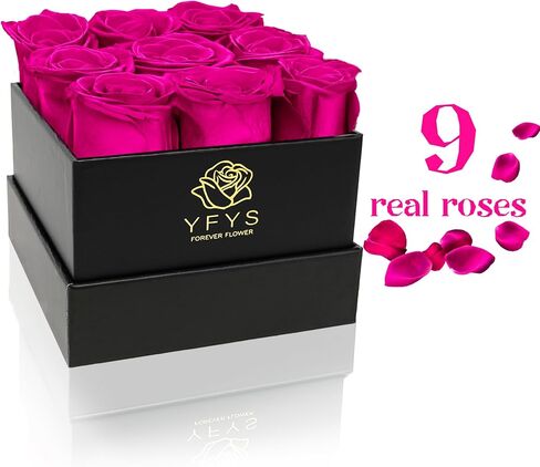 YFYS Forever Rose Flowers for Delivery Prime - 9pcs Preserved Fresh Roses, Genuine Roses That Last for Years, for Birthday Gifts for Women, Valentines Day, and Mother's Day (Red) in Saudi Arabia