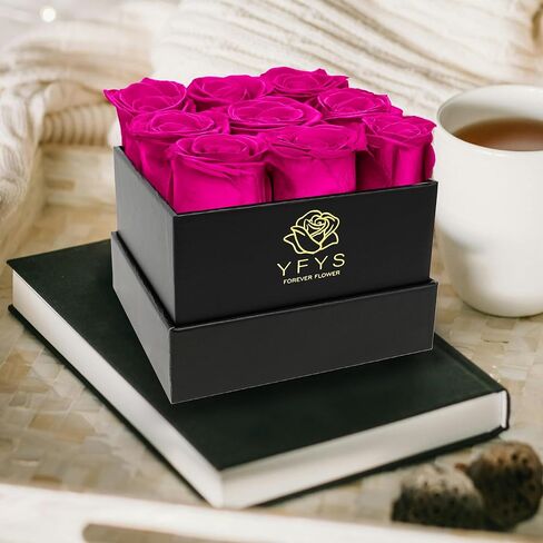 YFYS Forever Rose Flowers for Delivery Prime - 9pcs Preserved Fresh Roses, Genuine Roses That Last for Years, for Birthday Gifts for Women, Valentines Day, and Mother's Day (Red) in Saudi Arabia