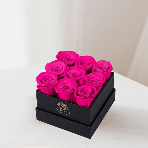 YFYS Forever Rose Flowers for Delivery Prime - 9pcs Preserved Fresh Roses, Genuine Roses That Last for Years, for Birthday Gifts for Women, Valentines Day, and Mother's Day (Red) in Saudi Arabia