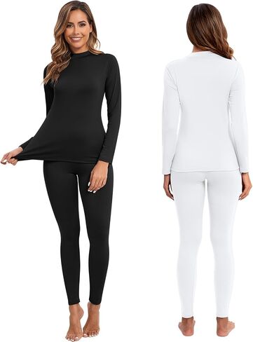 Patelai 2 Sets Thermal Underwear for Women Lightweight Compression Base Layer Set Ultra fit Pajama Set in Saudi Arabia