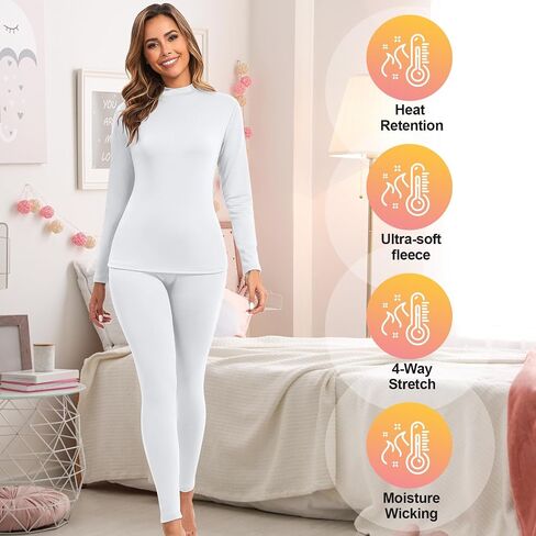 Patelai 2 Sets Thermal Underwear for Women Lightweight Compression Base Layer Set Ultra fit Pajama Set in Saudi Arabia