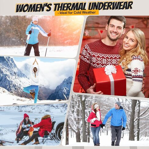 Patelai 2 Sets Thermal Underwear for Women Lightweight Compression Base Layer Set Ultra fit Pajama Set in Saudi Arabia