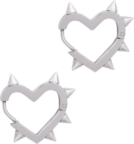 Sacina Spike Earrings, Huggie Hoop Heart Earrings, Gothic Earrings, Punk Earrings, Emo Grunge Earrings, Y2k Earrings, Christmas Jewelry Gift For Women in Kuwait