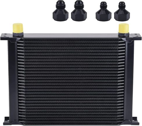 EVIL ENERGY 30 Row Oil Cooler, 10AN Stacked Plate Transmission Engine Cooler Universal British Radiator Aluminium Black in Saudi Arabia